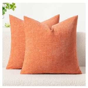MIULEE Pack of 2 Couch Throw Pillow Covers 18x18 Inch Soft Coral Red Chenille...